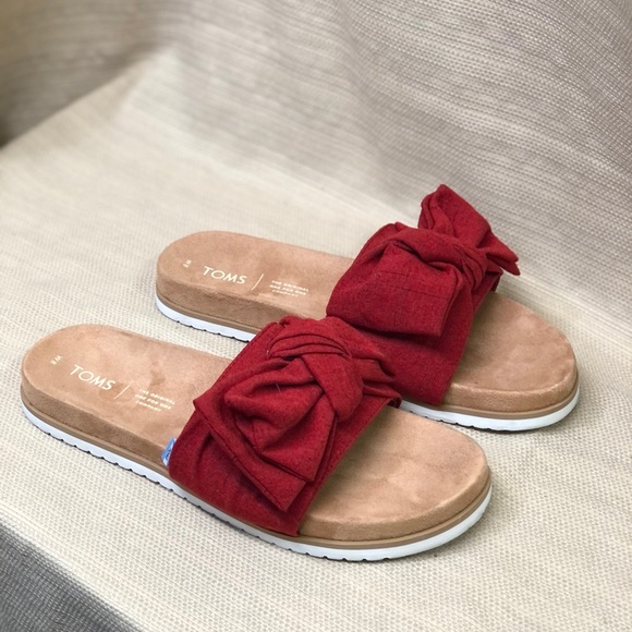 toms red paradise slide sandals